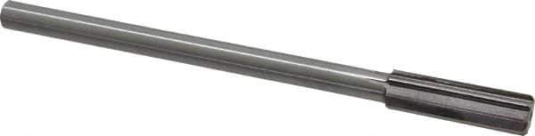 Interstate - 0.597" High Speed Steel 6 Flute Chucking Reamer - Straight Flute, 7/16" Straight Shank, 2" Flute Length, 8" OAL - All Tool & Supply