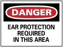 NMC - "Danger - Ear Protection Required in This Area", 10" Long x 14" Wide, Aluminum Safety Sign - Rectangle, 0.04" Thick, Use for Accident Prevention - All Tool & Supply