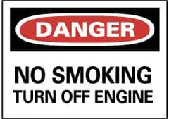 NMC - "Danger - No Smoking - Turn off Engine", 10" Long x 14" Wide, Aluminum Safety Sign - Rectangle, 0.04" Thick, Use for Accident Prevention - All Tool & Supply