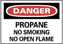 NMC - "Danger - Propane - No Smoking - No Open Flame", 10" Long x 14" Wide, Rigid Plastic Safety Sign - Rectangle, 0.05" Thick, Use for Accident Prevention - All Tool & Supply