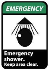 NMC - "Emergency - Emergency Shower - Keep Area Clear", 14" Long x 10" Wide, Aluminum Safety Sign - Rectangle, 0.04" Thick, Use for First Aid - All Tool & Supply