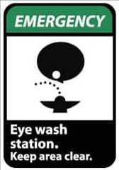 NMC - "Emergency - Eye Wash Station - Keep Area Clear", 14" Long x 10" Wide, Aluminum Safety Sign - Rectangle, 0.04" Thick, Use for First Aid - All Tool & Supply