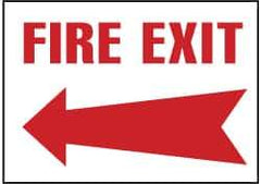 NMC - Fire Exit, Pressure Sensitive Vinyl Fire Sign - 14" Wide x 10" High - All Tool & Supply