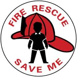 NMC - Fire Rescue - Save Me, Pressure Sensitive Vinyl Fire Sign - 4" Wide x 4" High - All Tool & Supply