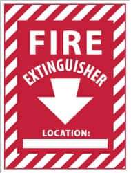 NMC - Fire Extinguisher Location: ____, Pressure Sensitive Vinyl Fire Sign - 9" Wide x 12" High - All Tool & Supply