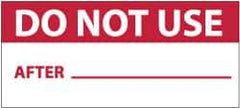 NMC - "Do Not Use - After___", 1" Long x 2-1/4" Wide, Pressure-Sensitive Vinyl Safety Sign - Rectangle, 0.004" Thick, Use for Inspection, Testing & Accident Data - All Tool & Supply