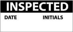 NMC - "Inspected - Date Initials", 1" Long x 2-1/4" Wide, Pressure-Sensitive Vinyl Safety Sign - Rectangle, 0.004" Thick, Use for Inspection, Testing & Accident Data - All Tool & Supply