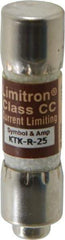 Cooper Bussmann - 600 VAC, 25 Amp, Fast-Acting General Purpose Fuse - Fuse Holder Mount, 1-1/2" OAL, 200 at AC (RMS) kA Rating, 13/32" Diam - All Tool & Supply