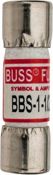 Cooper Bussmann - 600 VAC, 1.5 Amp, Fast-Acting General Purpose Fuse - Fuse Holder Mount, 1-3/8" OAL, 10 at AC kA Rating, 13/32" Diam - All Tool & Supply