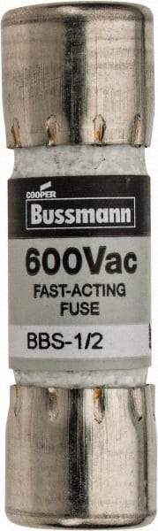 Cooper Bussmann - 600 VAC, 0.5 Amp, Fast-Acting General Purpose Fuse - Fuse Holder Mount, 1-3/8" OAL, 10 at AC kA Rating, 13/32" Diam - All Tool & Supply