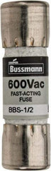 Cooper Bussmann - 600 VAC, 0.5 Amp, Fast-Acting General Purpose Fuse - Fuse Holder Mount, 1-3/8" OAL, 10 at AC kA Rating, 13/32" Diam - All Tool & Supply