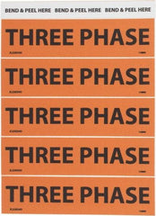 NMC - Electrical Markers Label - Legend: Three Phase, English, Black & Orange, 4-1/2" Long x 1-1/8" High, Sign Muscle Finish - All Tool & Supply