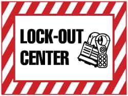 NMC - "Lock-Out Center", 10" Long x 14" Wide, Rigid Plastic Safety Sign - Rectangle, 0.05" Thick, Use for Accident Prevention - All Tool & Supply