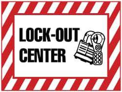 NMC - "Lock-Out Center", 7" Long x 10" Wide, Pressure-Sensitive Vinyl Safety Sign - Rectangle, 0.004" Thick, Use for Accident Prevention - All Tool & Supply