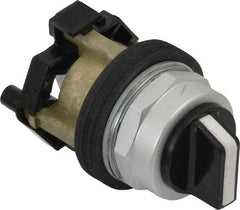 Eaton Cutler-Hammer - 30-1/2mm Mount Hole, 3 Position, Knob Operated, Selector Switch Only - Black, Maintained (MA) - Maintained (MA) - Momentary (MO), Nonilluminated, Oil and Watertight - All Tool & Supply