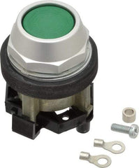 Eaton Cutler-Hammer - 30-1/2mm Mount Hole, Flush, Pushbutton Switch Only - Round, Green Pushbutton, Nonilluminated, Momentary (MO), Corrosion Resistant, Oiltight and Watertight - All Tool & Supply