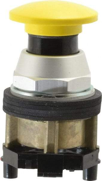 Eaton Cutler-Hammer - 30-1/2mm Mount Hole, Extended Mushroom Head, Pushbutton Switch - Yellow Pushbutton, Nonilluminated, Momentary (MO) - All Tool & Supply