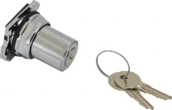 Eaton Cutler-Hammer - 30-1/2mm Mount Hole, 2 Position, Key Operated, Selector Switch Only - Silver, Momentary (MO) - All Tool & Supply