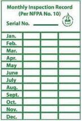 NMC - "Monthly Inspection Record", 3" Long x 2" Wide, Paper Safety Sign - Rectangle, Use for Inspection, Testing & Accident Data - All Tool & Supply