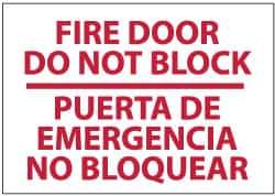 NMC - Fire Door - Do Not Block, Plastic Fire Sign - 20" Wide x 14" High, English/Spanish - All Tool & Supply