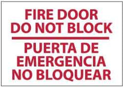 NMC - Fire Door - Do Not Block, Plastic Fire Sign - 14" Wide x 10" High, English/Spanish - All Tool & Supply