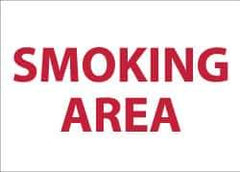 NMC - "Smoking Area", 10" Long x 14" Wide, Pressure-Sensitive Vinyl Safety Sign - Rectangle, 0.004" Thick, Use for Smoking Regulations - All Tool & Supply