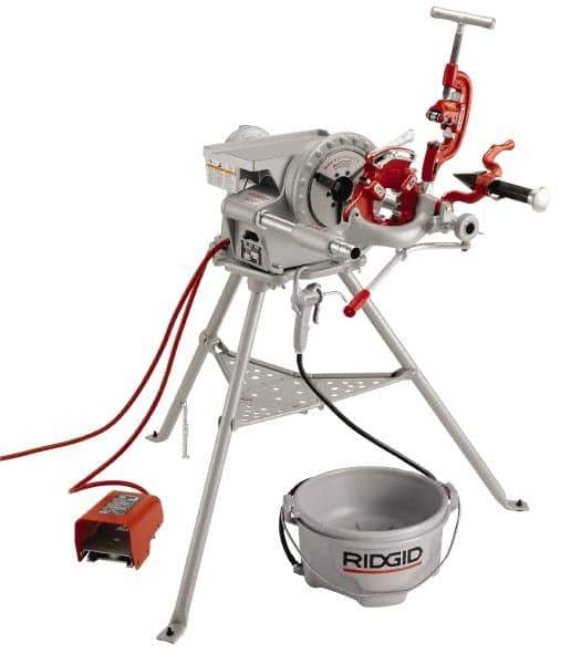 Ridgid - 1/8 to 2 Inch Pipe, 38 RPM Spindle Speed, 1/2 hp, Pipe Threading Machine - Heavy Duty Forward, Off, Reverse with Integral Foot Switch Motor Control, Model 341 Reamer, 115 Volts - All Tool & Supply