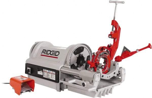 Ridgid - 1/4 to 4 Inch Pipe, 36 RPM Spindle Speed, 1-1/2 hp, Pipe Threading Machine - Heavy Duty Rotary Forward, Off, Reverse with Integral Foot Switch Motor Control, Model 744 Reamer, 120 Volts - All Tool & Supply