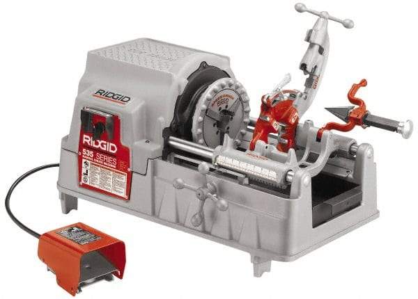 Ridgid - 1/8 to 2 Inch Pipe, 36 RPM Spindle Speed, 1/2 hp, Pipe Threading Machine - Forward, Off, Reverse with Integral Safety Foot Switch Motor Control, Model 341 Reamer, 115 Volts - All Tool & Supply