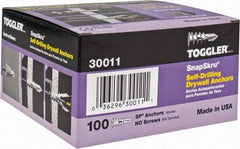 Toggler - #6 to 10 Screw, 5/16" Diam, 1-5/8" Long, 3/8 to 5/8" Thick, Self Drilling Drywall & Hollow Wall Anchor - Thermoplastic Alloy, Use in Drywall - All Tool & Supply