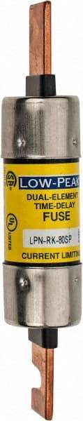 Cooper Bussmann - 250 VAC/VDC, 80 Amp, Time Delay General Purpose Fuse - Bolt-on Mount, 5-7/8" OAL, 100 at DC, 300 at AC (RMS) kA Rating, 1-1/16" Diam - All Tool & Supply