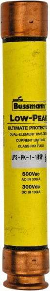 Cooper Bussmann - 300 VDC, 600 VAC, 1.25 Amp, Time Delay General Purpose Fuse - Fuse Holder Mount, 127mm OAL, 100 at DC, 300 at AC (RMS) kA Rating, 13/16" Diam - All Tool & Supply