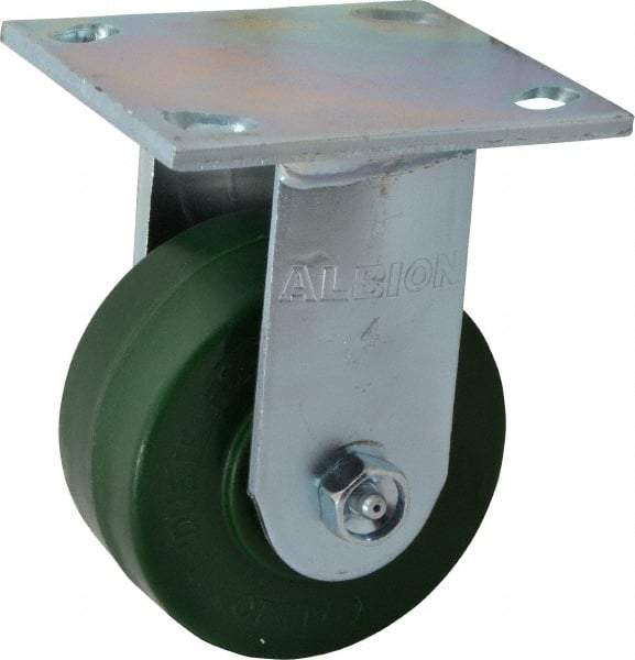 Albion - 4" Diam x 2" Wide x 5-5/8" OAH Top Plate Mount Rigid Caster - Polyurethane, 1,000 Lb Capacity, Precision Sealed Bearing, 4 x 4-1/2" Plate - All Tool & Supply