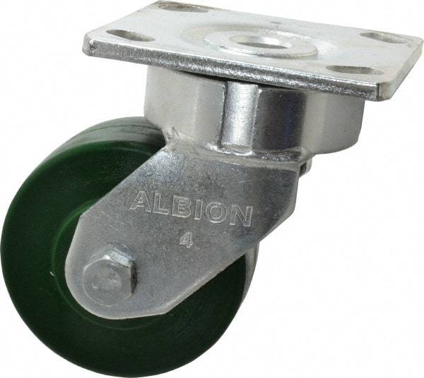 Albion - 4" Diam x 2" Wide x 5-5/8" OAH Top Plate Mount Swivel Caster - Polyurethane, 1,000 Lb Capacity, Precision Sealed Bearing, 4 x 4-1/2" Plate - All Tool & Supply