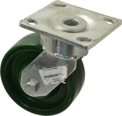 Albion - 5" Diam x 2" Wide x 6-1/2" OAH Top Plate Mount Swivel Caster - Polyurethane, 1,000 Lb Capacity, Precision Sealed Bearing, 4 x 4-1/2" Plate - All Tool & Supply