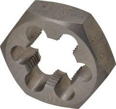 Made in USA - 1-3/4 - 8 UNS Thread, 3-1/8" Hex, Right Hand Thread, Hex Rethreading Die - Carbon Steel, 1" Thick - Exact Industrial Supply