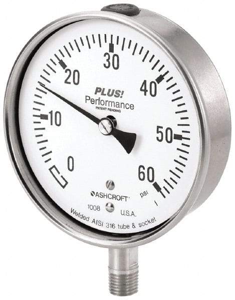 Ashcroft - 2-1/2" Dial, 1/4 Thread, 0-200 Scale Range, Pressure Gauge - Lower Connection Mount, Accurate to 3-2-3% of Scale - All Tool & Supply