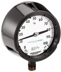 Ashcroft - 4-1/2" Dial, 1/2 Thread, 0-800 Scale Range, Pressure Gauge - Lower Connection, Rear Flange Connection Mount, Accurate to 0.5% of Scale - All Tool & Supply