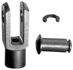 Igus - 1/4-28 Thread, 0.472" Yoke Width, Thermoplastic, Polymer Clevis Joint with Pin & Clip Yoke - 1/4" Hole Diam, 0.472" Hole Center to Neck, 0.472" Yoke Arm Height, 0.394" Neck Diam, 0.354" Neck Length, 1.205" OAL - All Tool & Supply