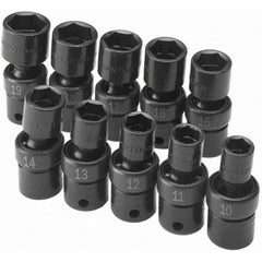 SK - 3/8" Drive Deep Impact Socket Set - 10 to 19mm, Metric Measurement Standard - All Tool & Supply