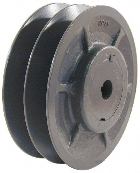 Browning - 1-1/8" Inside Diam x 3.95" Outside Diam, 2 Groove, Variable Pitched Sheave - Belt Sections 3L, 4L, A, 5L & B, 3" Sheave Thickness, 1-3/8 to 2" Face Width - All Tool & Supply