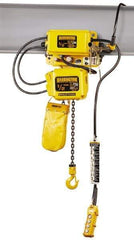 Harrington Hoist - 1/2 Ton Capacity, 15 FPM Lift Speed, Hoist with Motorized Trolley - 15' Max Lift, 15.4" Min Headroom, 1 Chain - All Tool & Supply