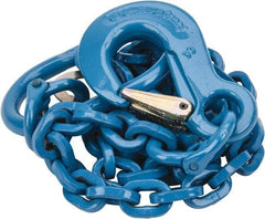 Pewag - 5' Long, 5,200 Lb Basket Capacity, 5,200 Lb Vertical Capacity, 1 Ply, Alloy Steel Web Sling - 4,500 Lb Choker Capacity, SOS Chain Sling, 9/32" Diam Chain, Blue, with Sling Hook & Master Link - All Tool & Supply