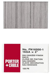 Porter-Cable - 16 Gauge 2" Long Finishing Nails for Power Nailers - Grade 2 Steel, Galvanized Finish, Smooth Shank, Straight Stick Collation, Chisel Point - All Tool & Supply