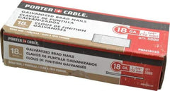 Porter-Cable - 18 Gauge 1-1/4" Long Brad Nails for Power Nailers - Grade 2 Steel, Galvanized Finish, Smooth Shank, Straight Stick Collation, Brad Head, Chisel Point - All Tool & Supply