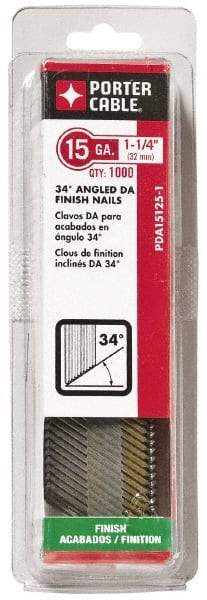 Porter-Cable - 15 Gauge 2" Long Finishing Nails for Power Nailers - Grade 2 Steel, Galvanized Finish, Angled Stick Collation, Chisel Point - All Tool & Supply