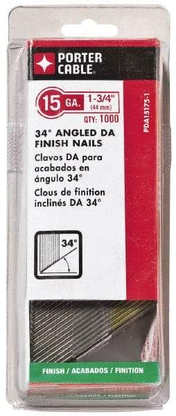 Porter-Cable - 18 Gauge 1-3/4" Long Finishing Nails for Power Nailers - Grade 2 Steel, Bright Finish, Angled Stick Collation, Chisel Point - All Tool & Supply