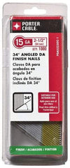 Porter-Cable - 15 Gauge 2-1/2" Long Finishing Nails for Power Nailers - Grade 2 Steel, Galvanized Finish, Angled Stick Collation, Chisel Point - All Tool & Supply