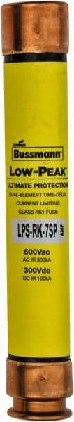 Cooper Bussmann - 300 VDC, 600 VAC, 7 Amp, Time Delay General Purpose Fuse - Fuse Holder Mount, 127mm OAL, 100 at DC, 300 at AC (RMS) kA Rating, 13/16" Diam - All Tool & Supply