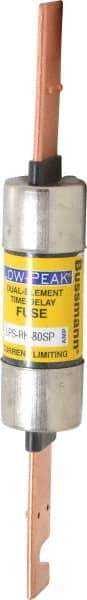 Cooper Bussmann - 300 VDC, 600 VAC, 80 Amp, Time Delay General Purpose Fuse - Bolt-on Mount, 7-7/8" OAL, 100 at DC, 300 at AC (RMS) kA Rating, 1-5/16" Diam - All Tool & Supply